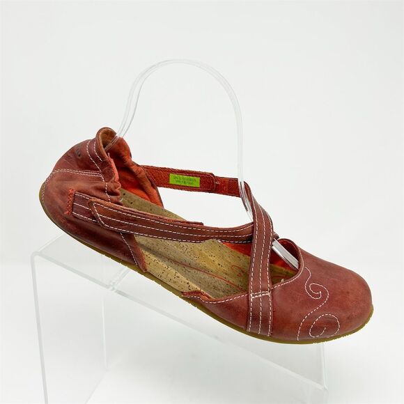 Ahnu Women's Karma Ballet Flats Red Leather Size 9 Casual Slip-On Comfort Shoes - Picture 1 of 13